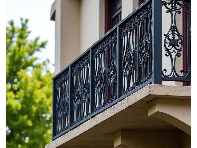 Elaborate wrought iron balcony railing